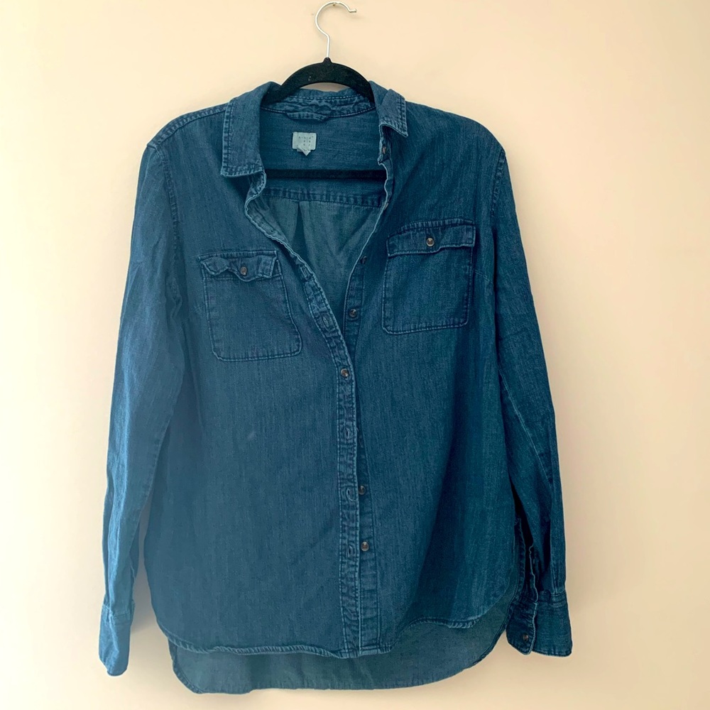 Jean long sleeve chambray button up shirt